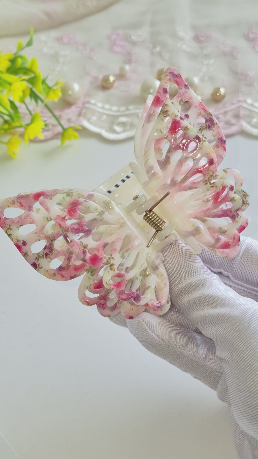 3D Butterfly Pink Hair Claw Clip