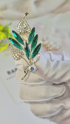 Emerald Green Leaf Brooch/Hijab pin