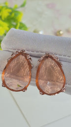 Peach Cinderella Teardrop Stud Earrings