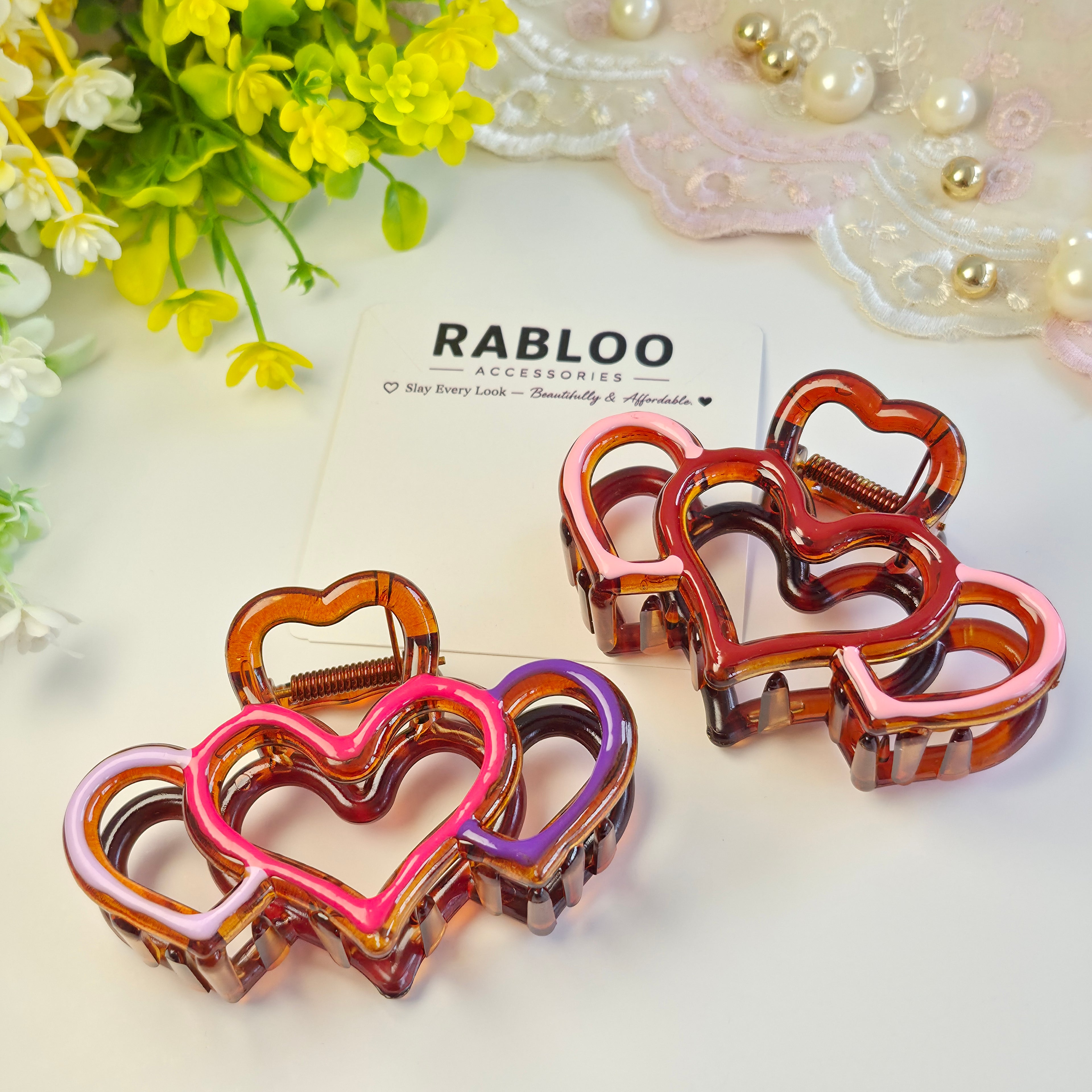 Berry Pop Trio Heart Claw Clip