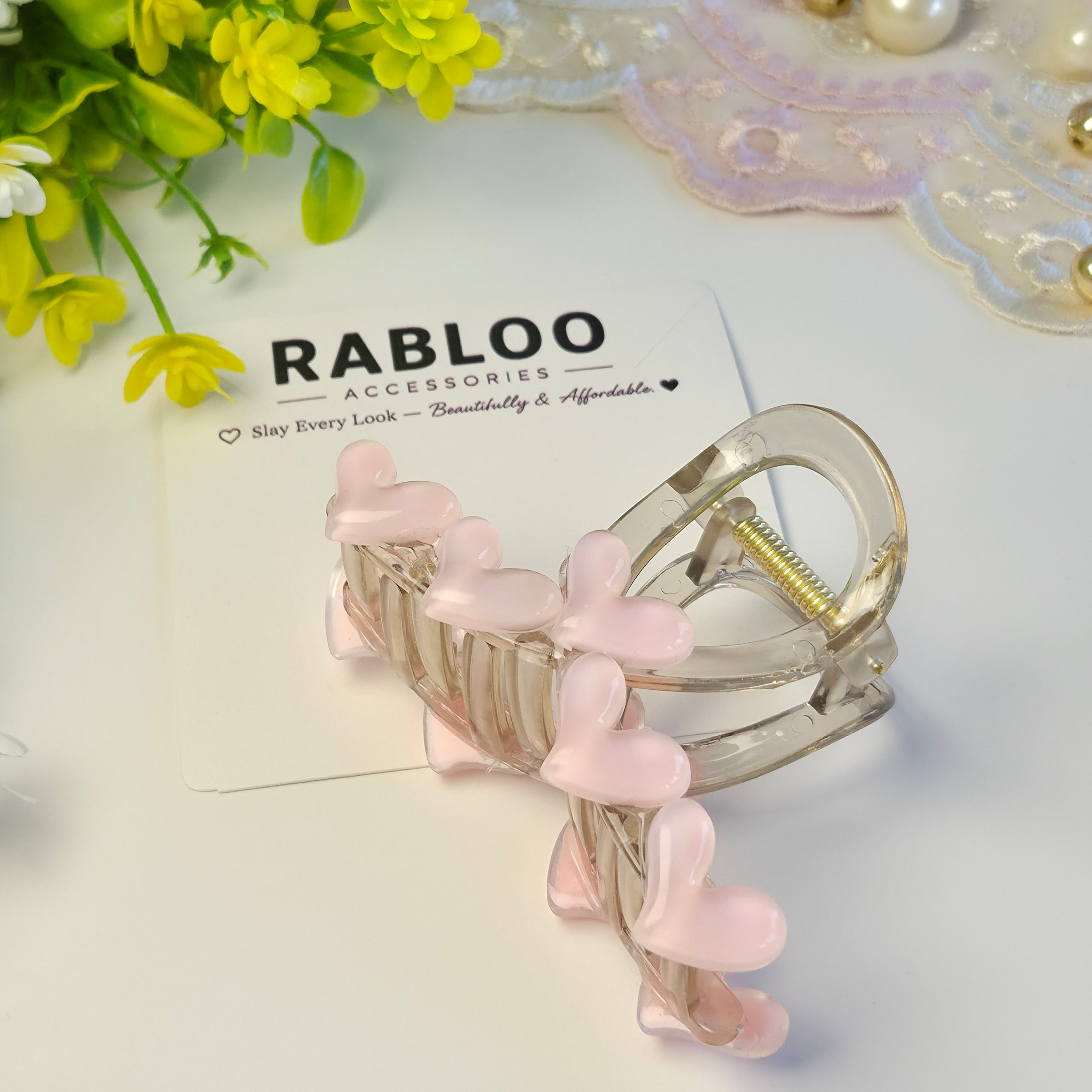Blush Pink Aesthetic Heart Claw Clip