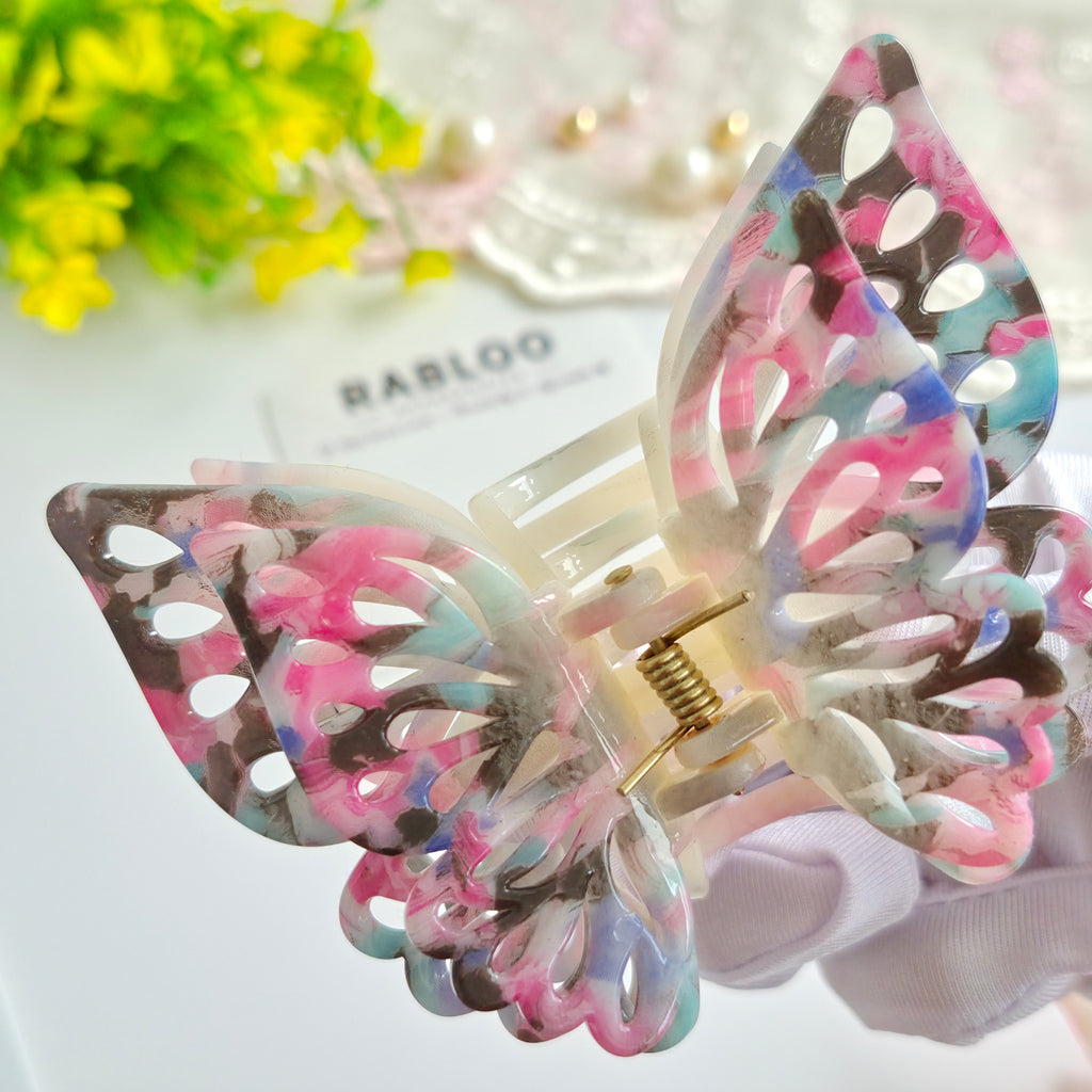 3D Butterfly Black Pink Version Hair Claw Clip