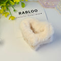 Cream Milk Furry Heart Claw Clip