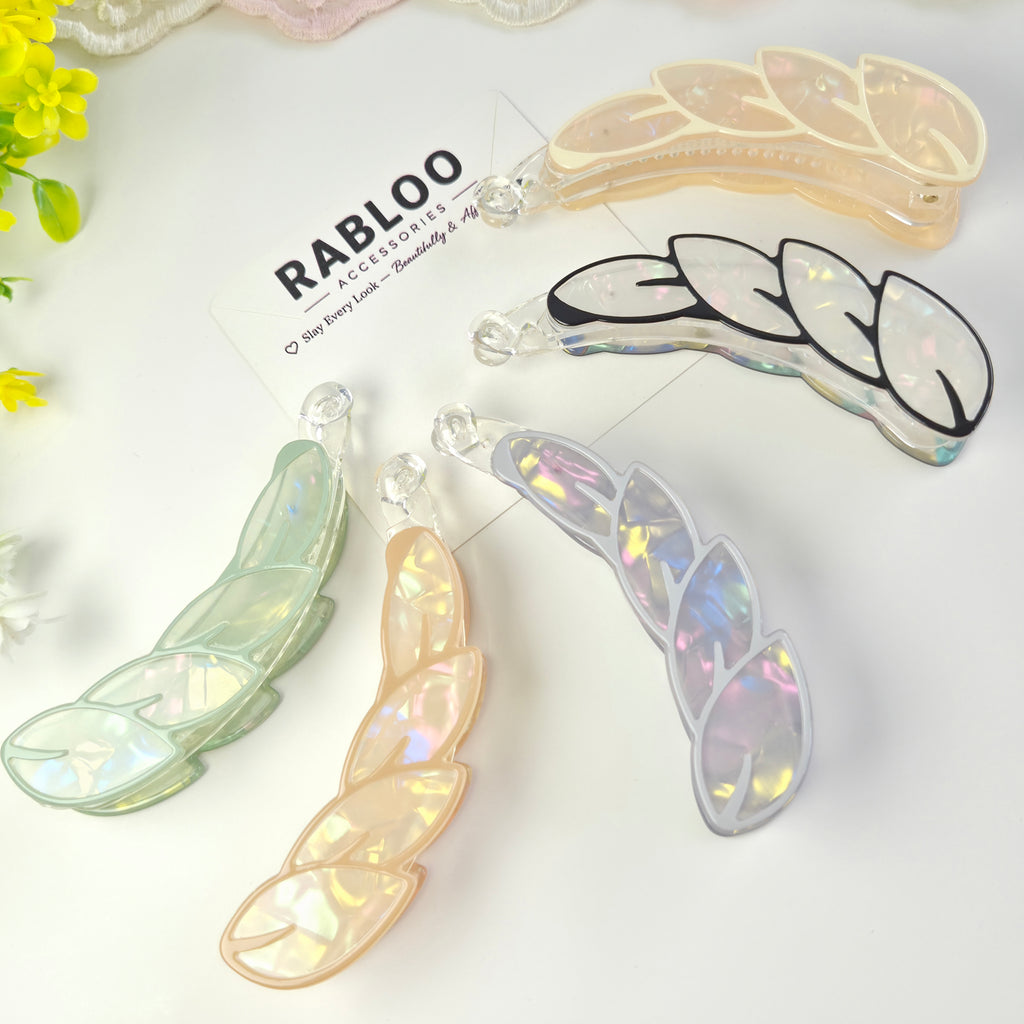 Monochrome Opal Leaf banana Clip