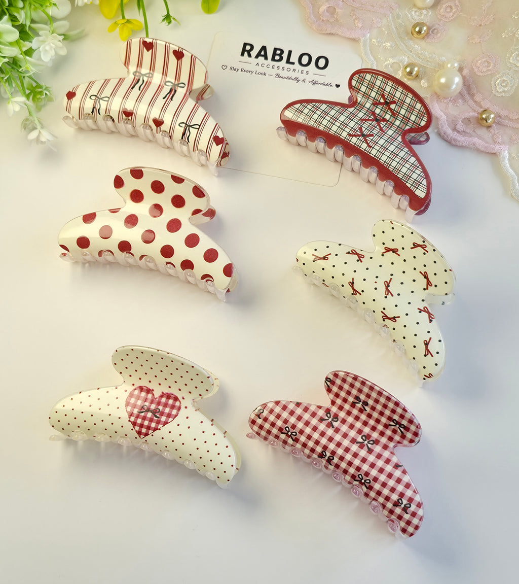 Retro Gingham Bow Claw Clip