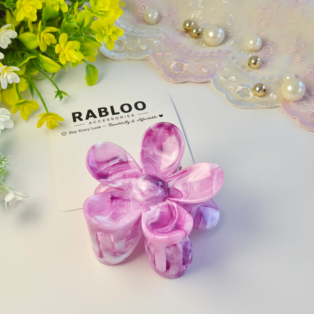 Berry Swirl Marbled Flower  Claw Clip