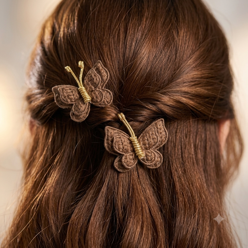Chocolate brown Flutter Butterfly Clips