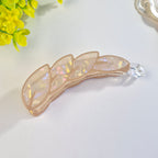 Peach Blossom Iridescent Leaf banana Clip