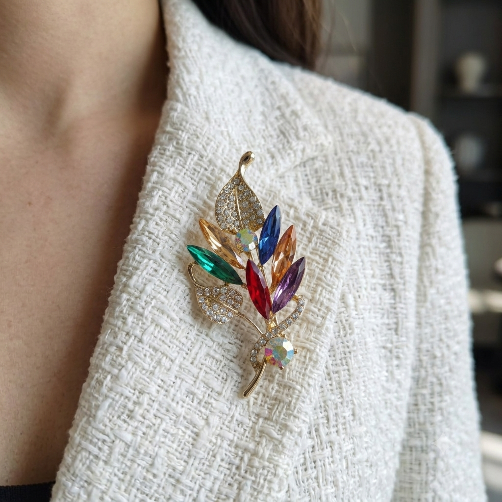 Color Blast Leaf Brooch/Hijab pin