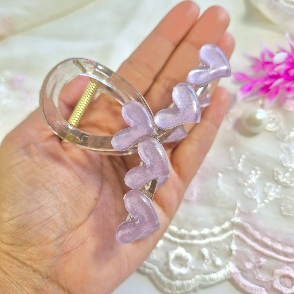 Lavender Mist Aesthetic Heart Claw Clip