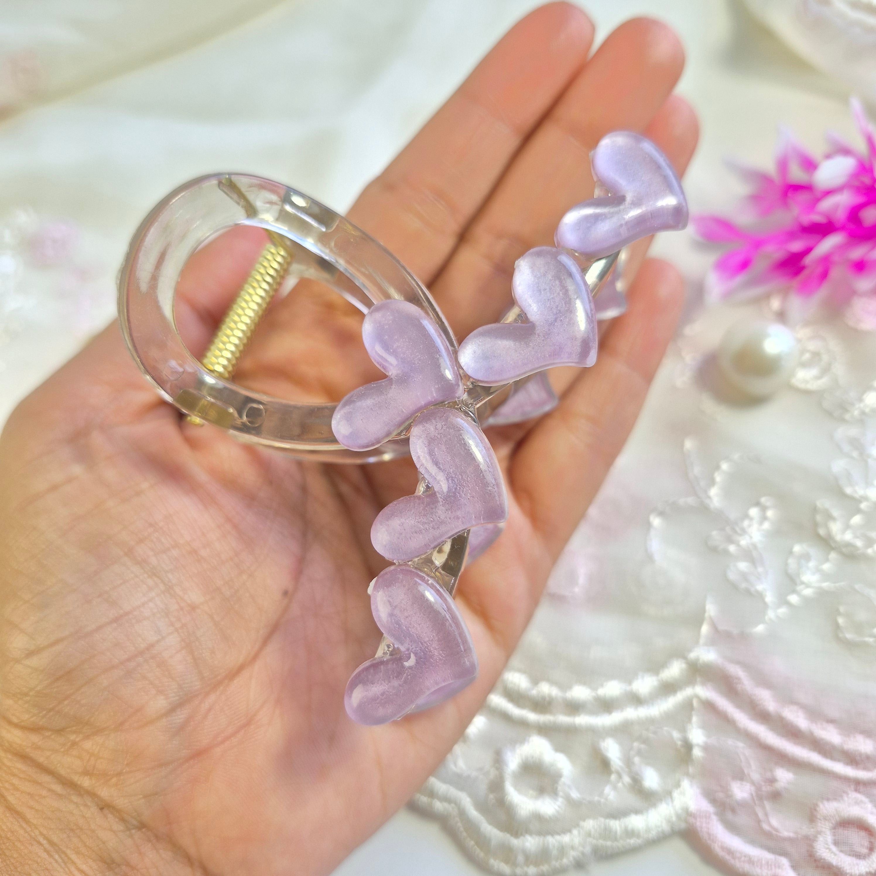 Lavender Mist Aesthetic Heart Claw Clip