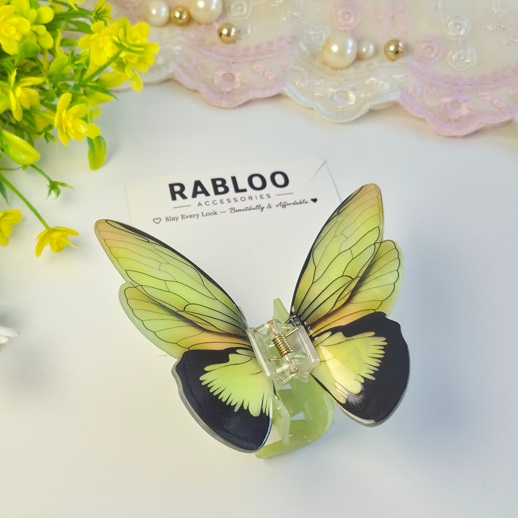 Green Popup Butterfly Claw Clip