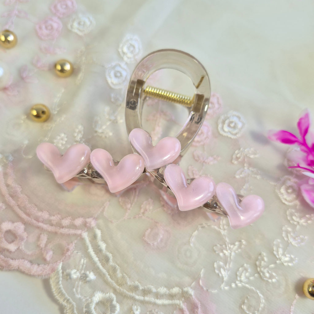 Blush Pink Aesthetic Heart Claw Clip