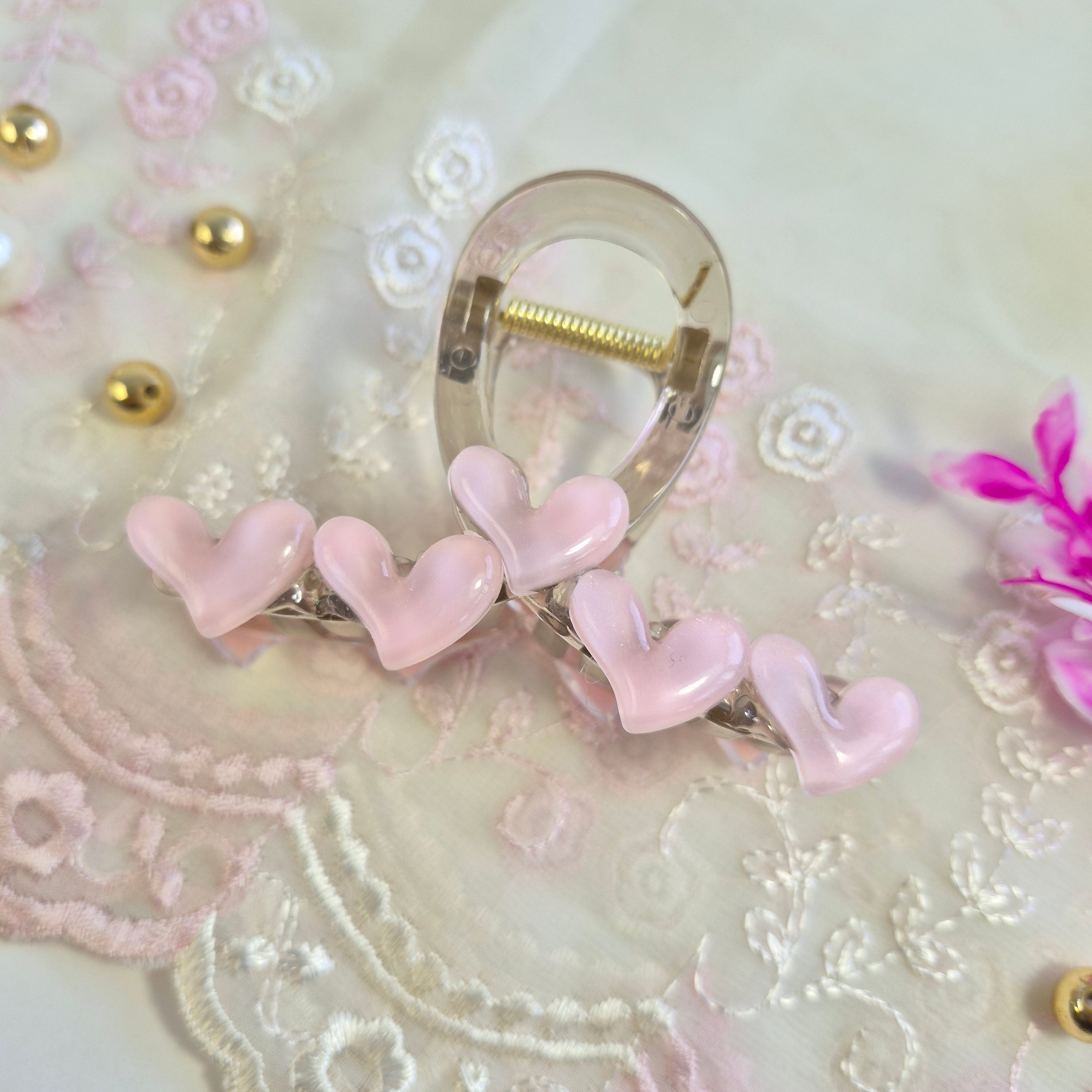 Blush Pink Aesthetic Heart Claw Clip