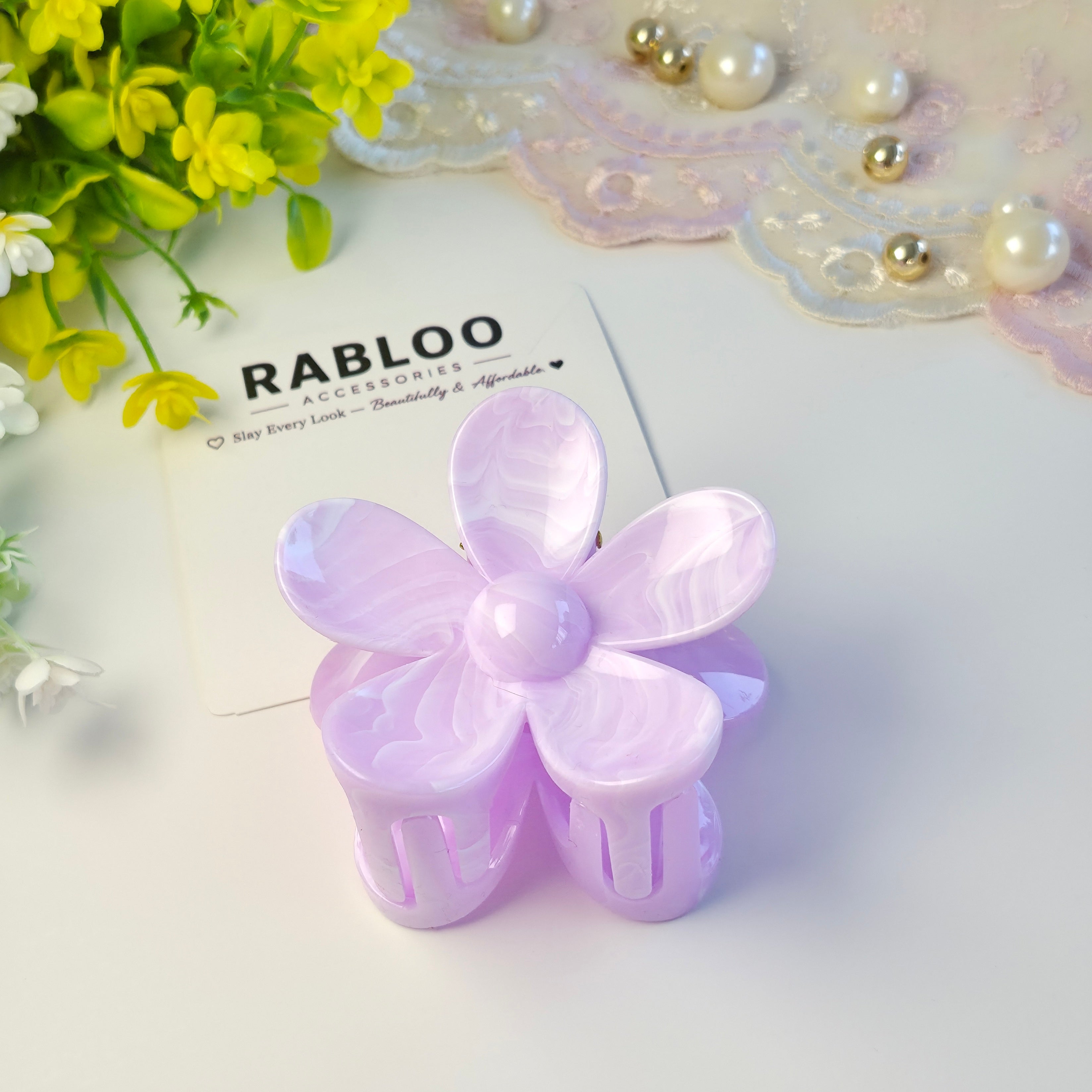 Orchid Blush Marbled Flower Claw Clip