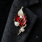 Ruby Red Leaf Brooch/Hijab pin