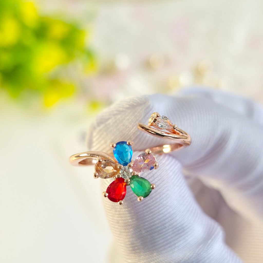 Rainbow Luxe Bloom Adjustable Rings