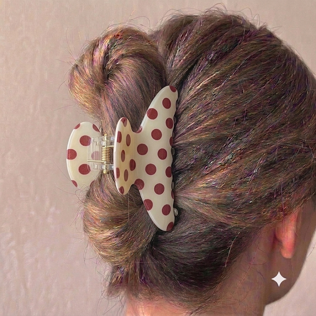 Retro Polka Dot Claw Clip