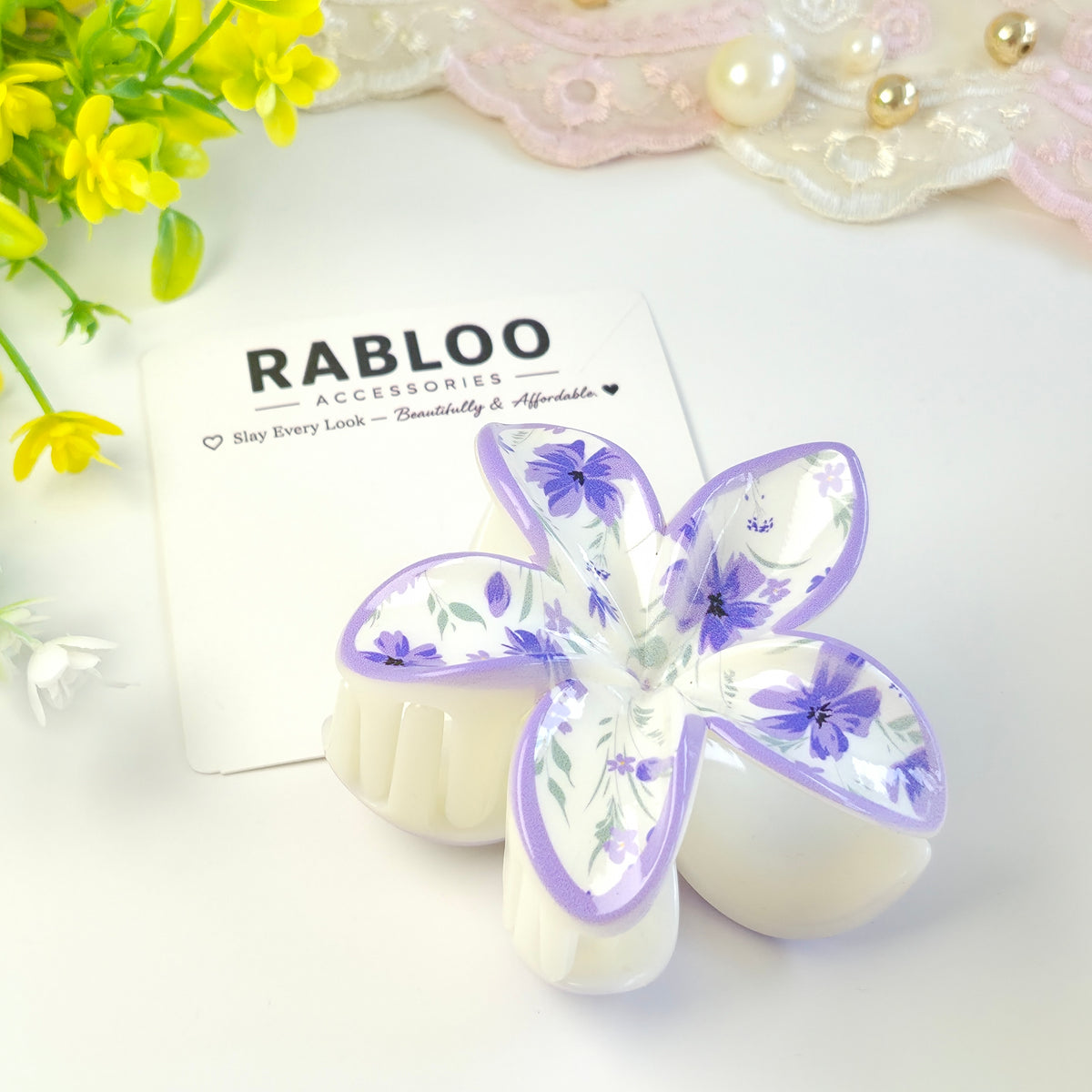 Purple Sweet Charm Plumeria Claw Clip