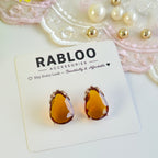 Taupe Honey Cinderella Teardrop Stud Earrings