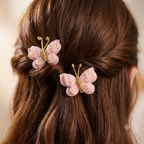 Peach Flutter Butterfly Clips