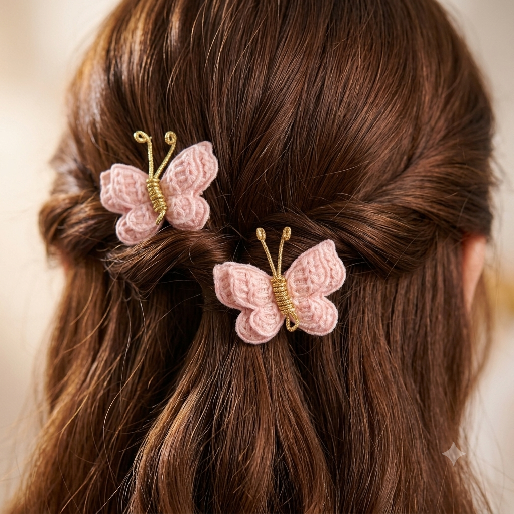 Peach Flutter Butterfly Clips