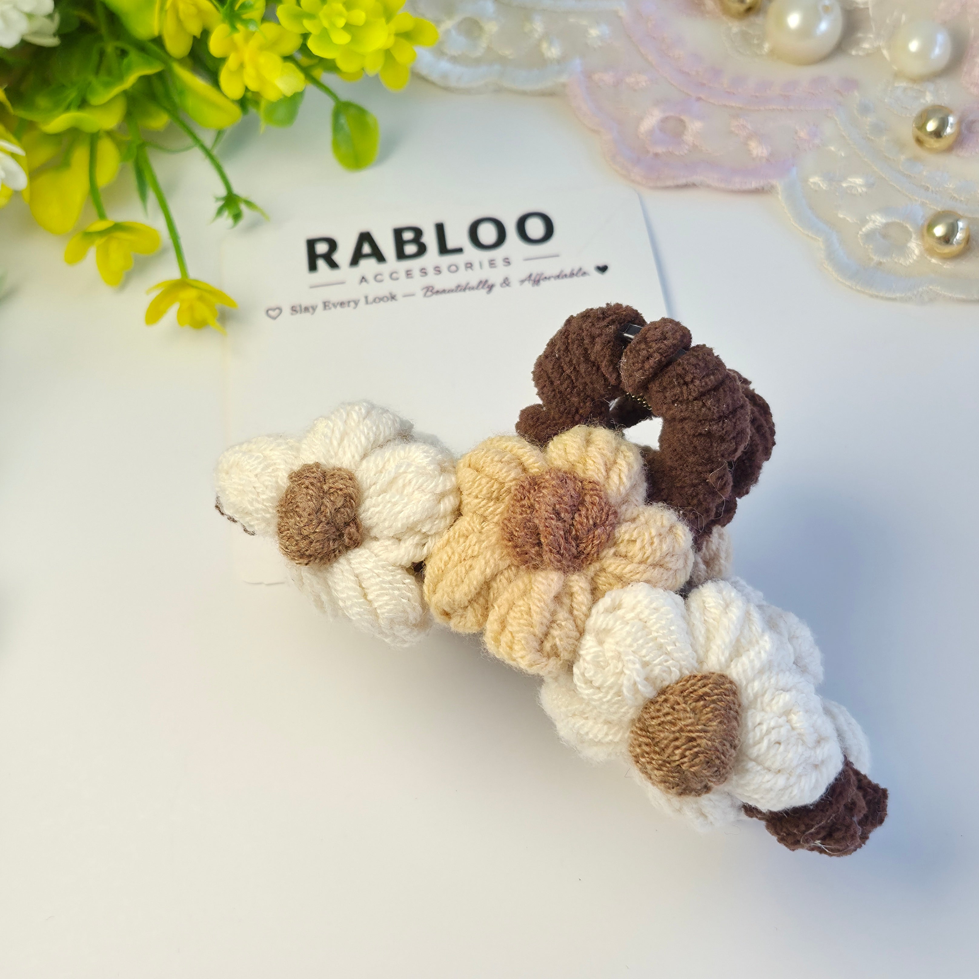 Mocha Bloom Art Charm Claw Clip
