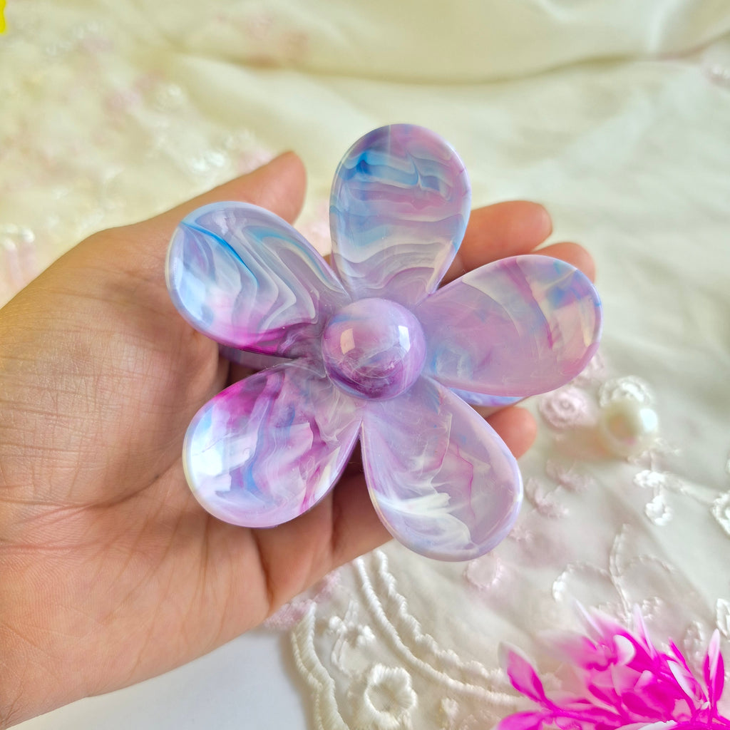 Lilac Swirl Marbled Flower Claw Clip