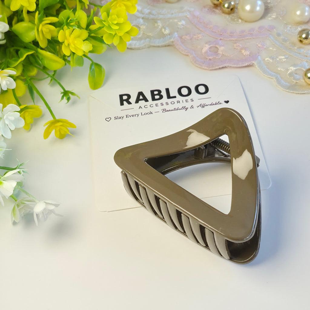 Olive Earth Triangle Claw Clip
