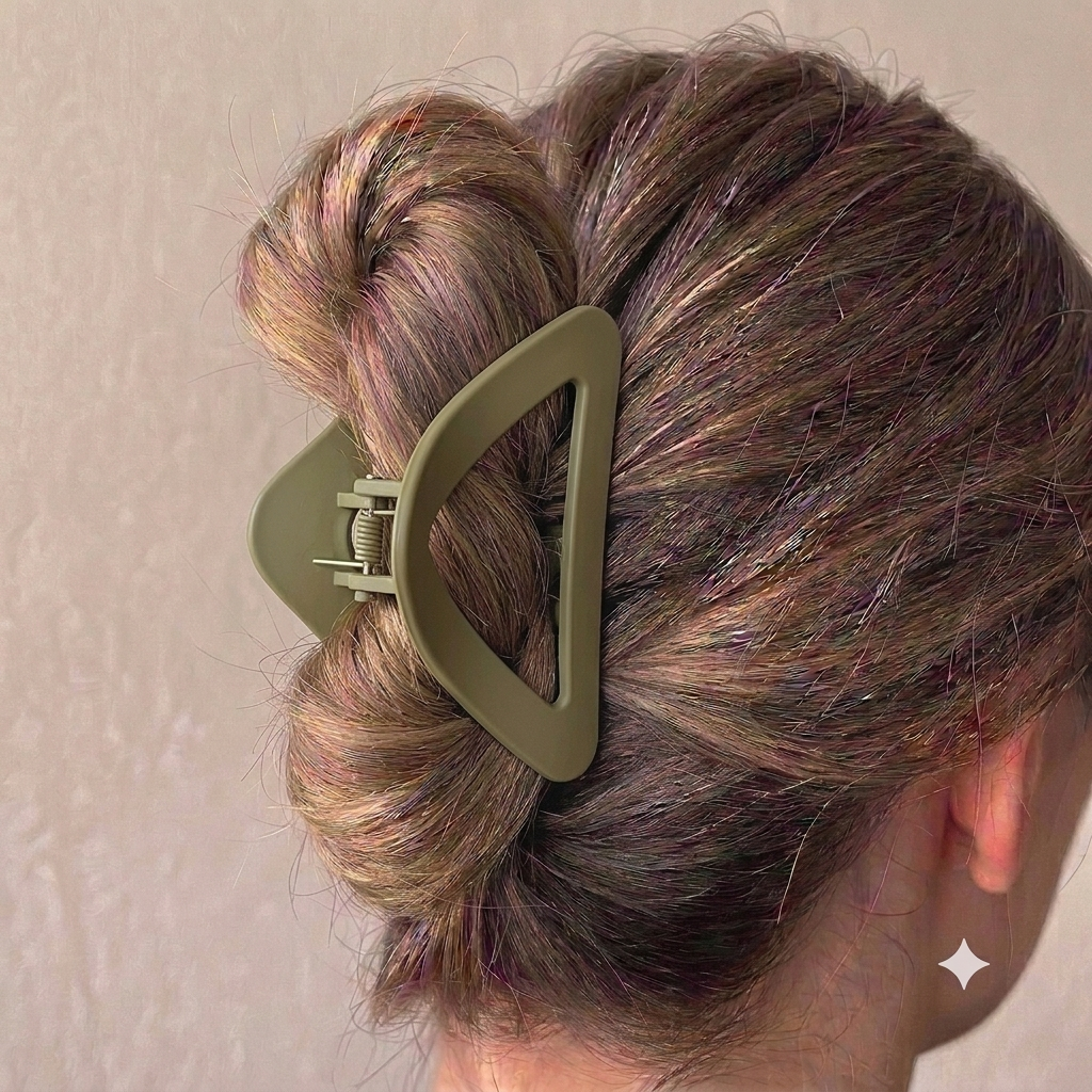 Olive Earth Triangle Claw Clip