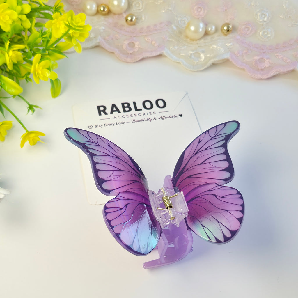 Purple Popup Butterfly Claw Clip