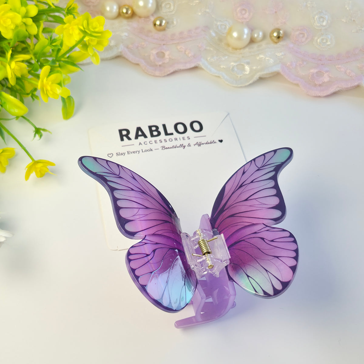 Purple Popup Butterfly Claw Clip