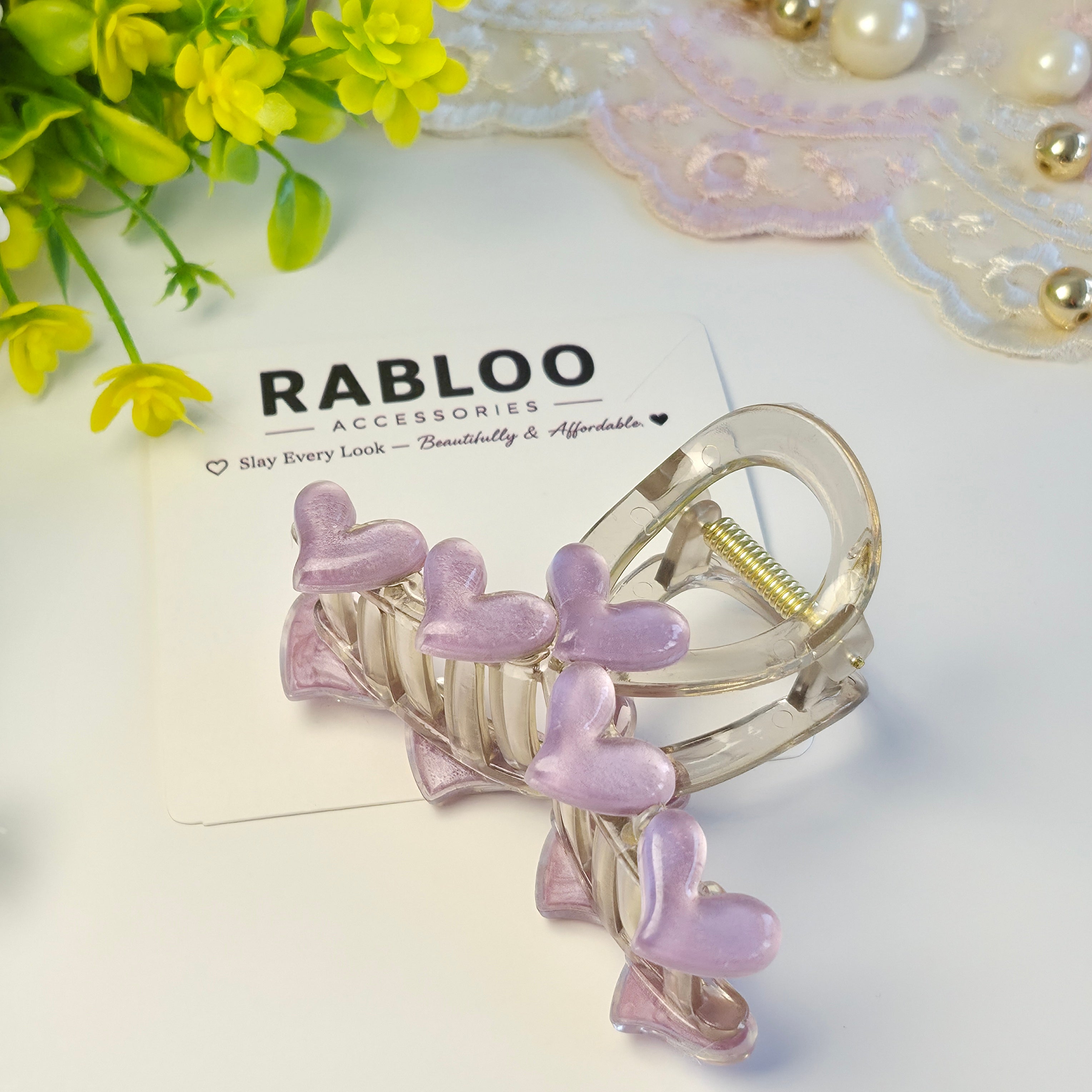 Lavender Mist Aesthetic Heart Claw Clip