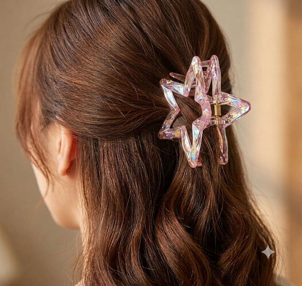 Blush Petal Sparkle Star Clip