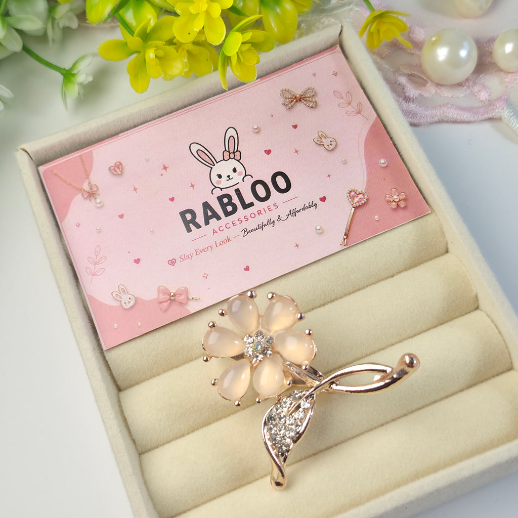 Golden Floral Opal Brooch/Hijab pin