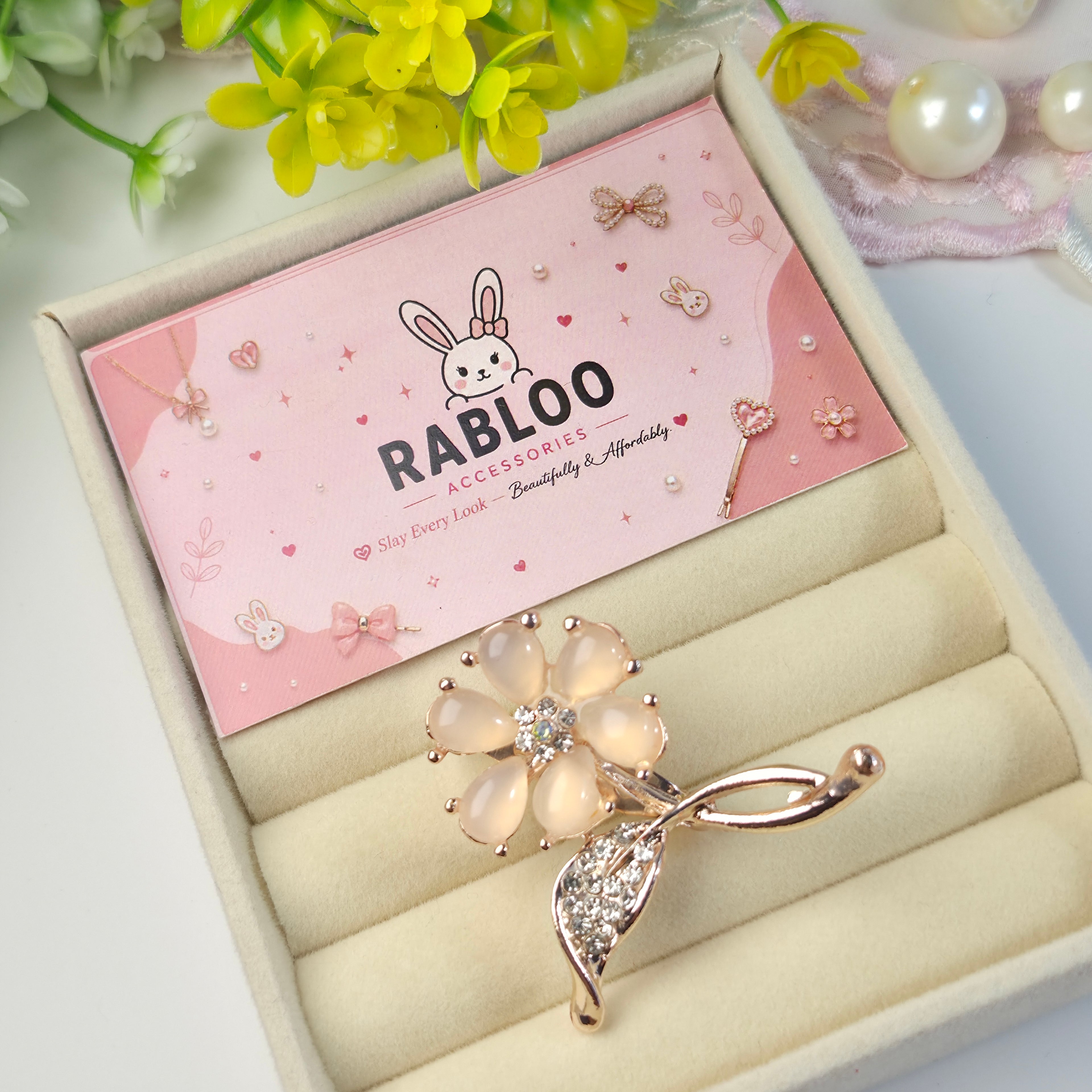 Golden Floral Opal Brooch/Hijab pin