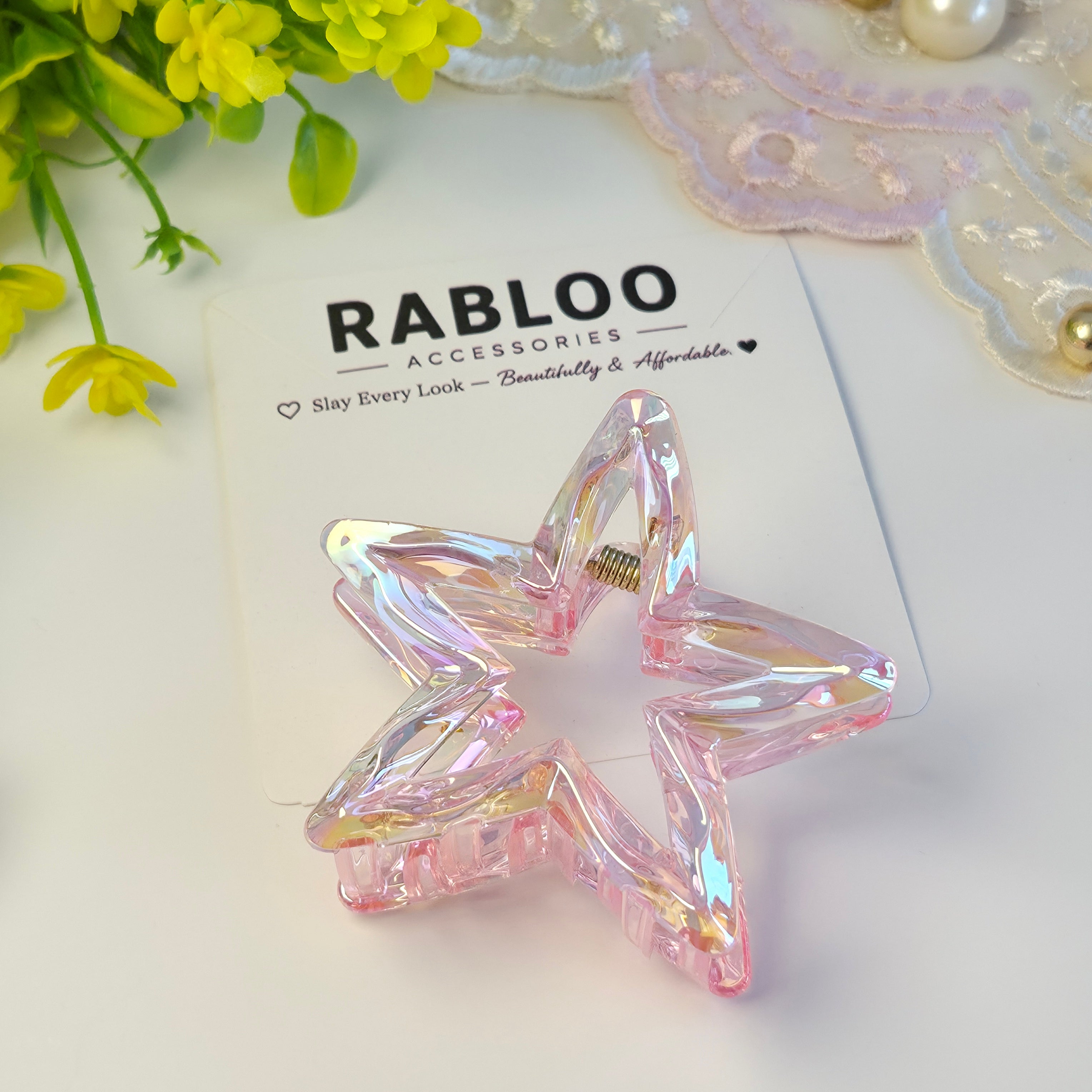 Blush Petal Sparkle Star Clip