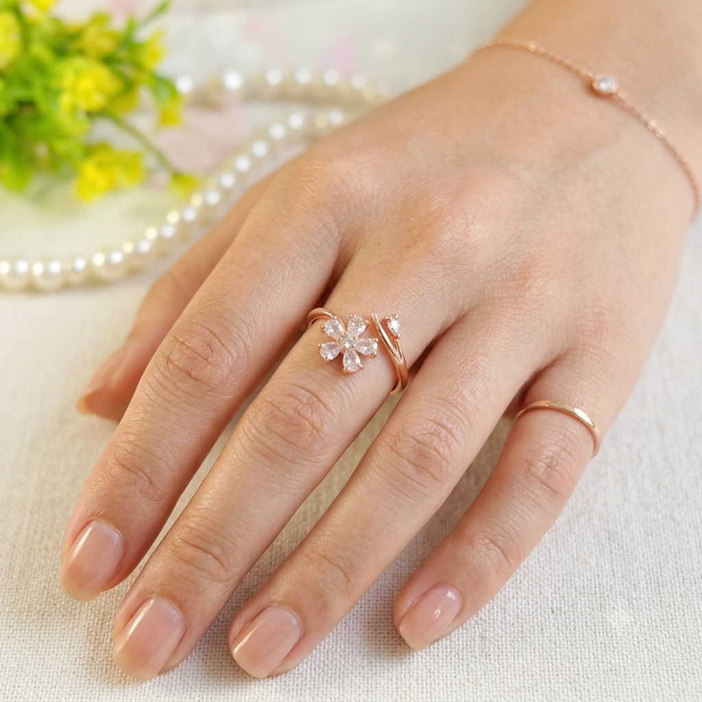 Diamond Ice Bloom Adjustable Rings