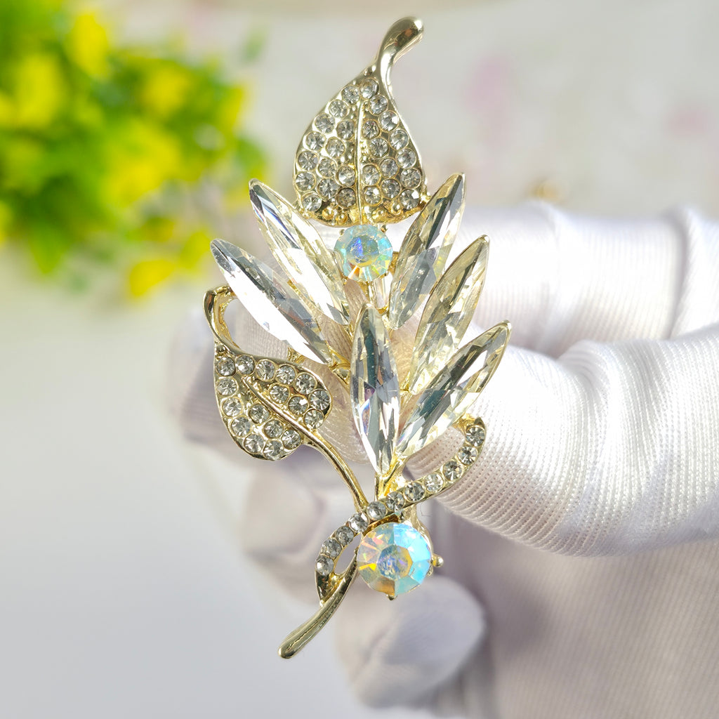 Silver shine Leaf Brooch/Hijab pin