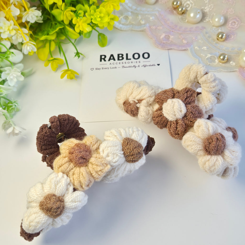 Mocha Bloom Art Charm Claw Clip