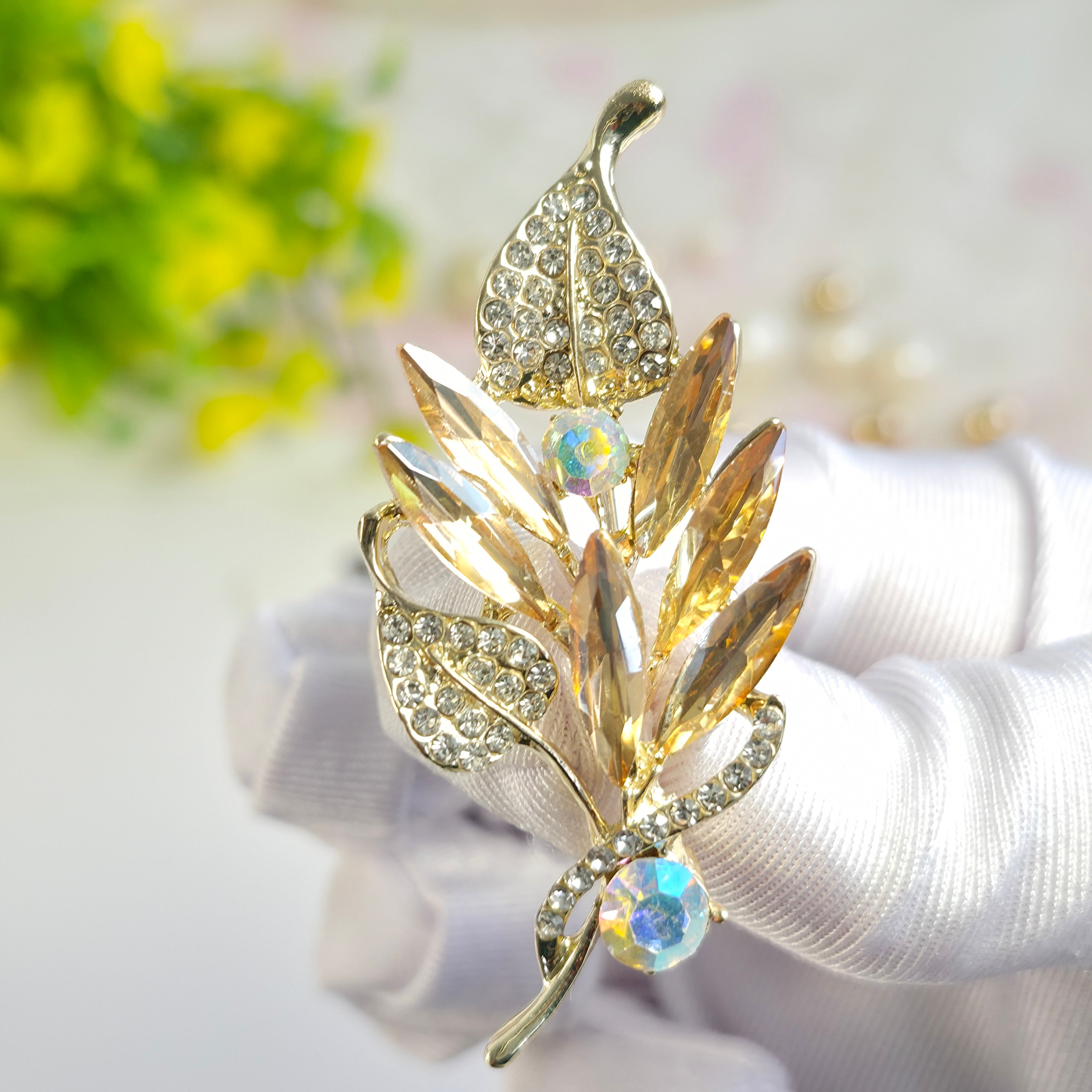 champagne gold  Leaf Brooch/Hijab pin