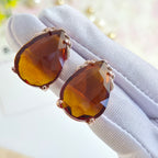 Taupe Honey Cinderella Teardrop Stud Earrings