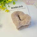 Mocha Taupe Furry Heart Claw Clip