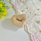 Warm Beige Furry Heart Claw Clip
