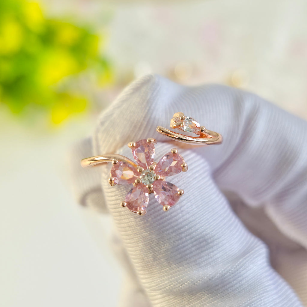 Soft Blush Bloom Adjustable Rings