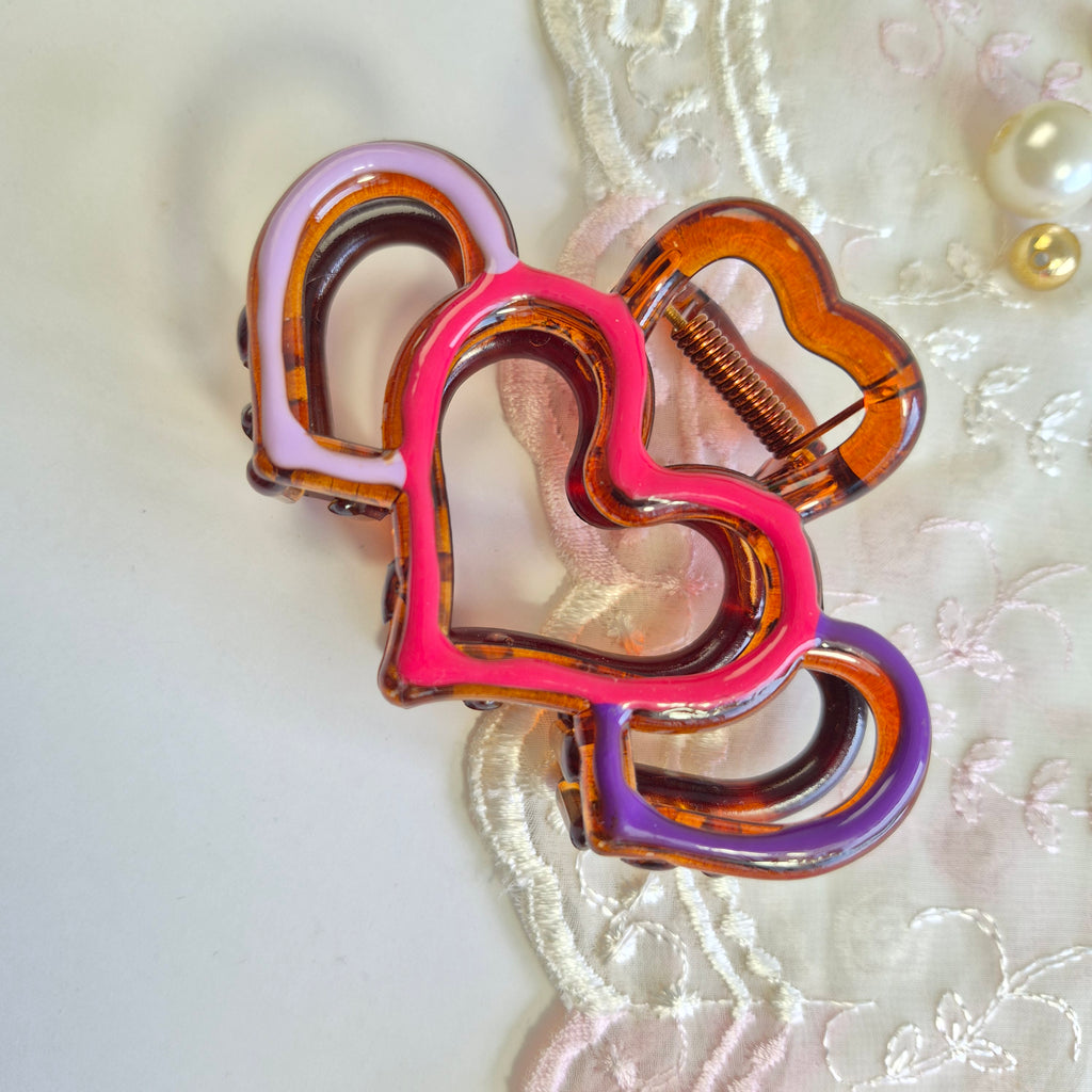 Berry Pop Trio Heart Claw Clip