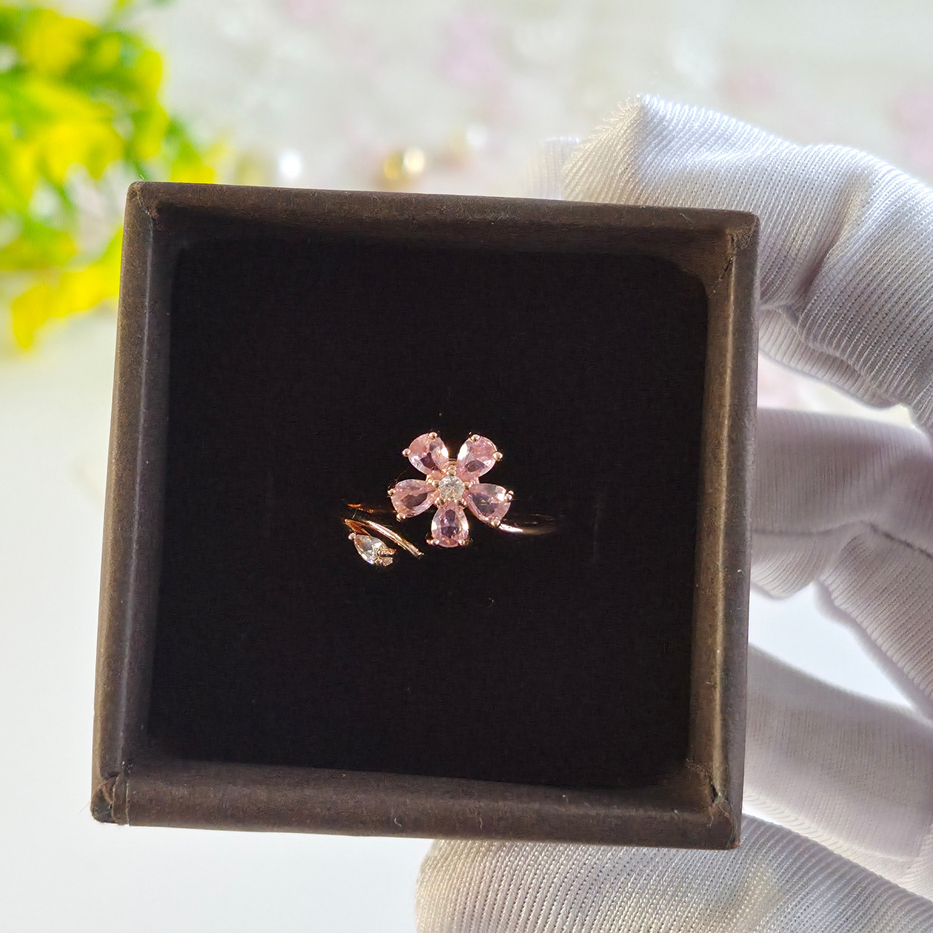 Soft Blush Bloom Adjustable Rings