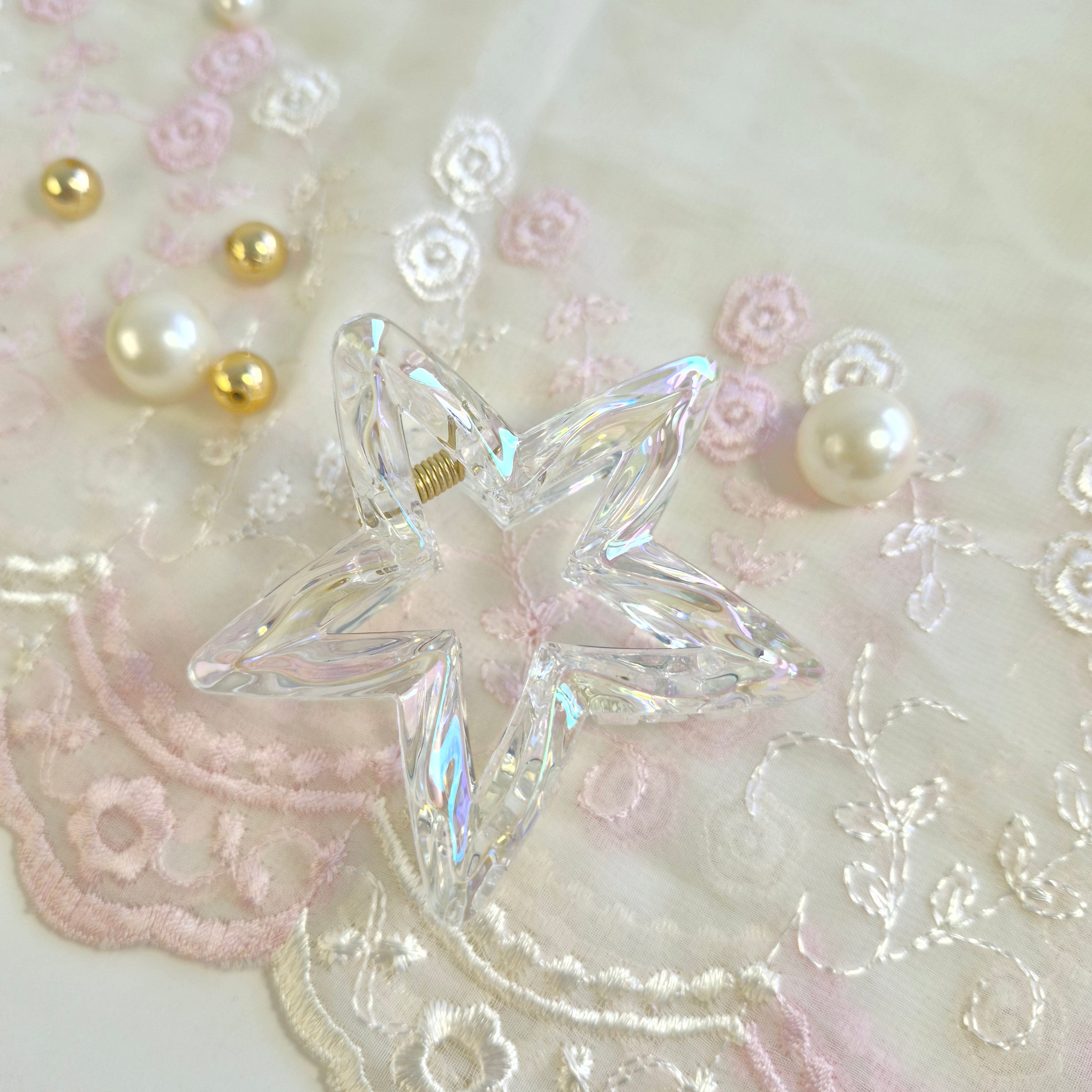 Crystal Aurora Sparkle Star Clip