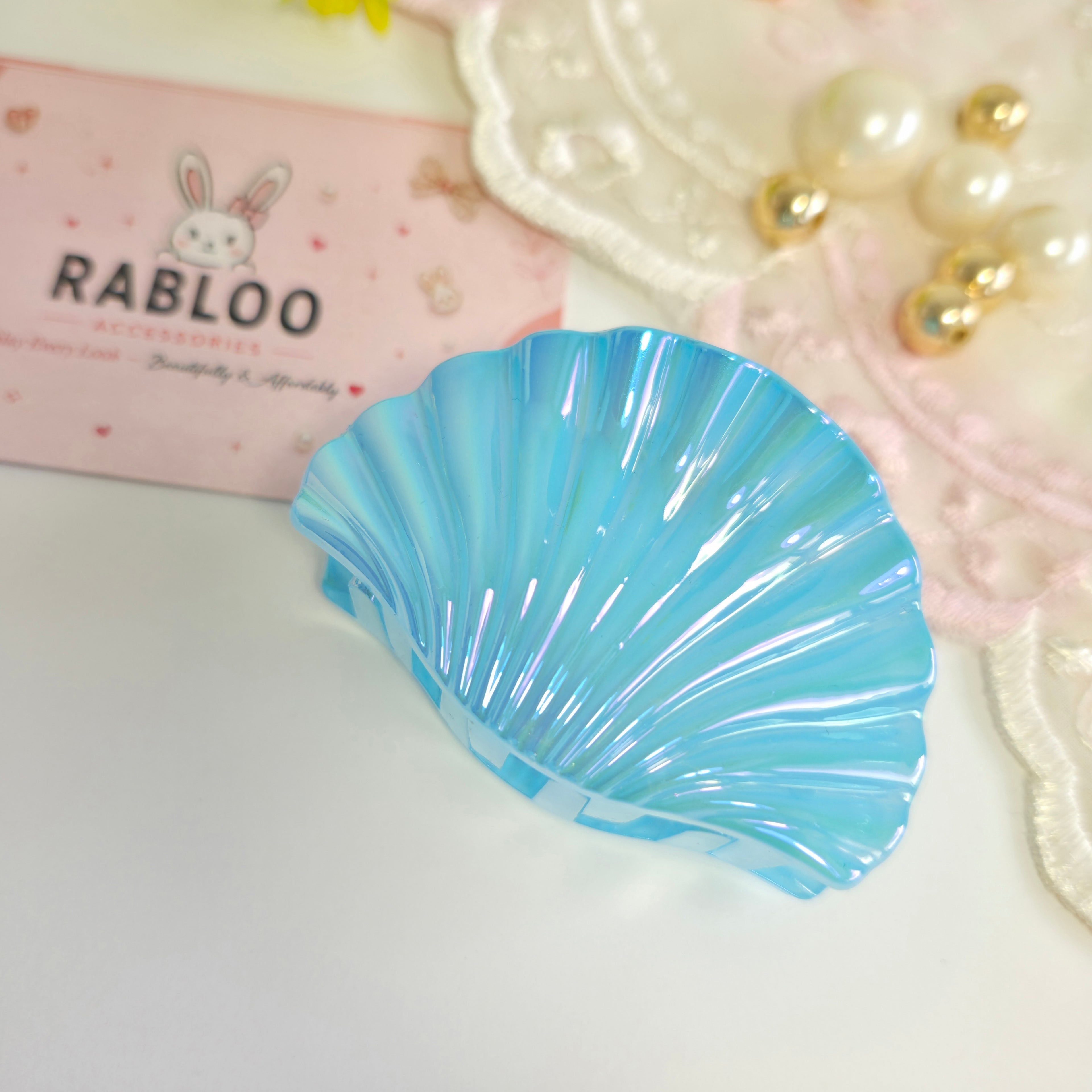 Ocean Blue Mermaid shell claw clips