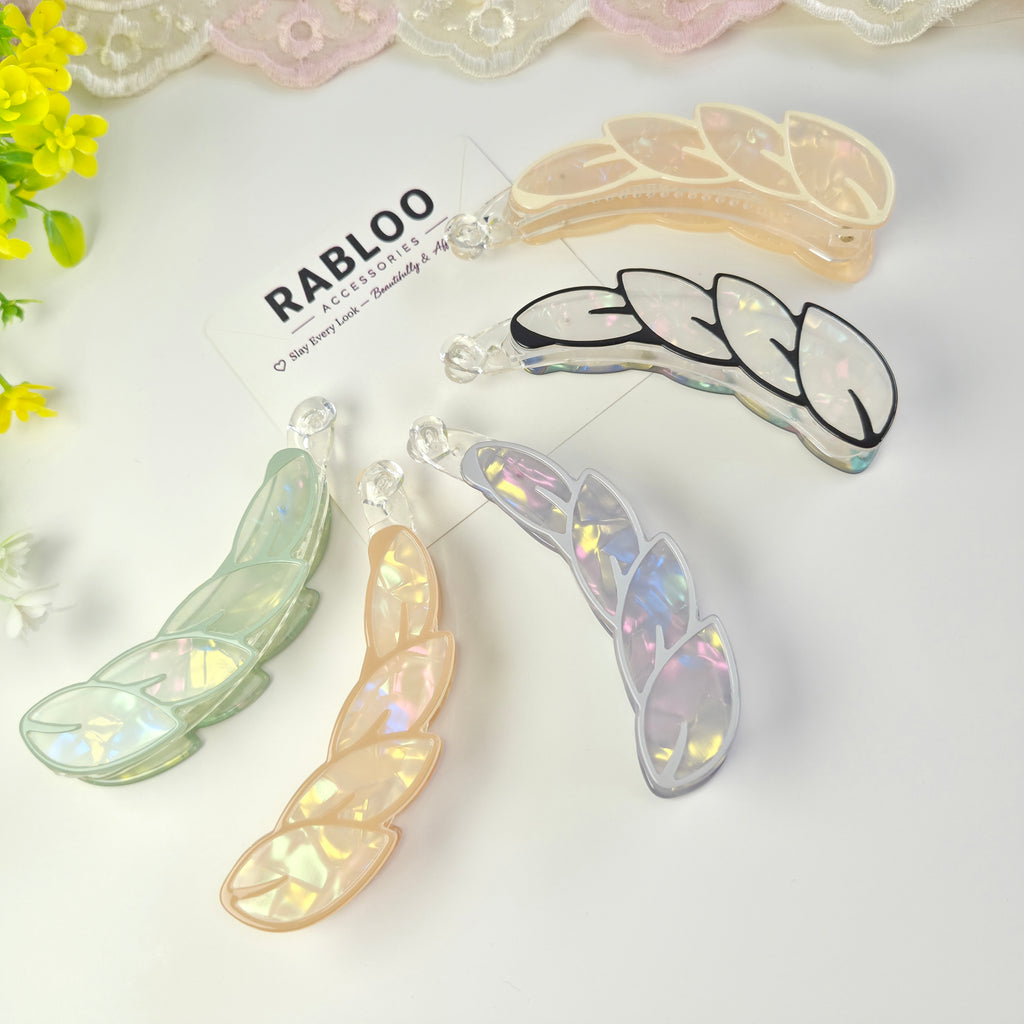 Monochrome Opal Leaf banana Clip